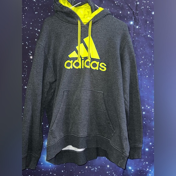Adidas grey & yellow sweatshirt pullover hoodie​ - Picture 1 of 7